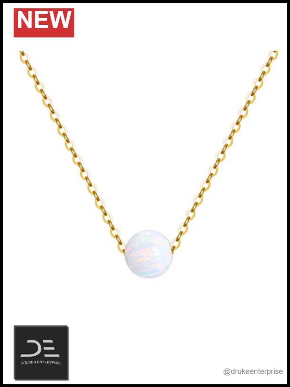 14K Solid Gold Real Gemstone Beaded Ball Necklace 8-9mm Handmade Fine Jewelry